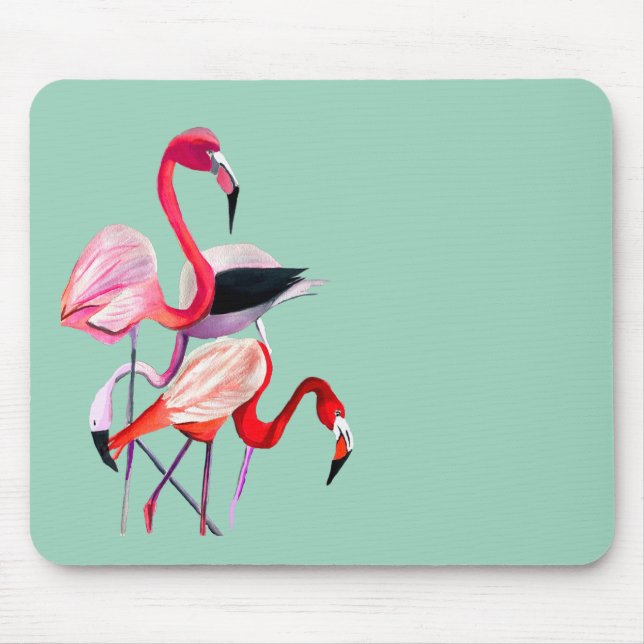 Tapis De Souris Fun rose flamingo aquarelle illustration (Devant)