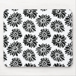 Tapis De Souris Funky Black et blanc floral