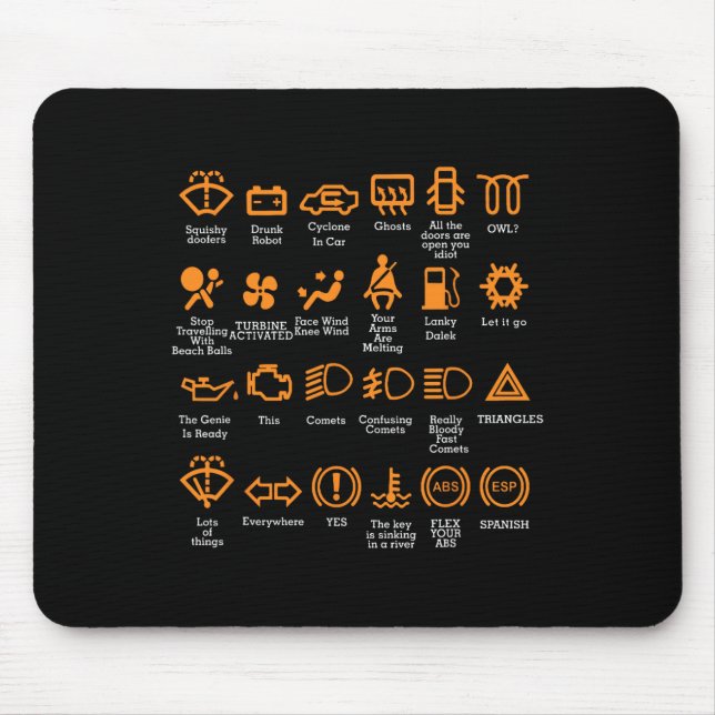 Tapis De Souris Funky Dashboard Icônes Café Mug Car Guy Car Lover (Devant)