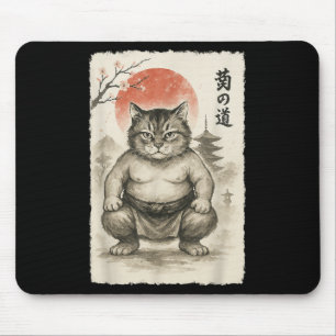 Tapis De Souris Funky Fat Cat Sumo Wrestler Sumi-e Art Japonais An