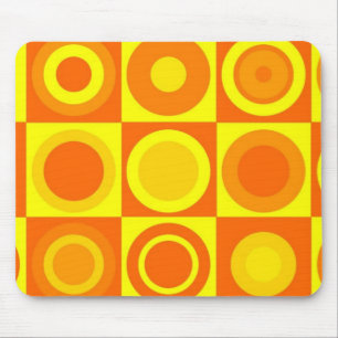 Tapis De Souris Funky Retro Orange Yellow Circles Carré