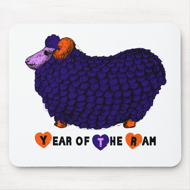 Tapis De Souris Funky Violet Ram chinois Année Zodiac Mousepad (Devant)