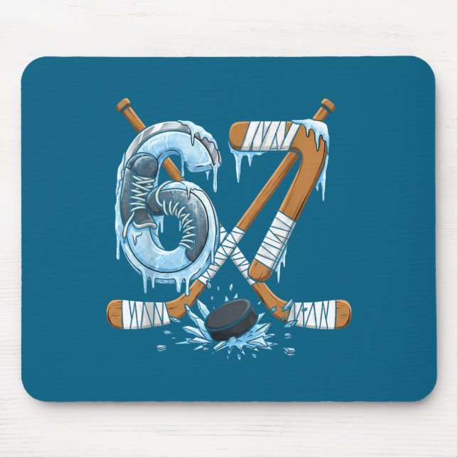 Tapis De Souris Funny 67 Ice Hockey Drip Number 67 Ice Hockey  (Devant)