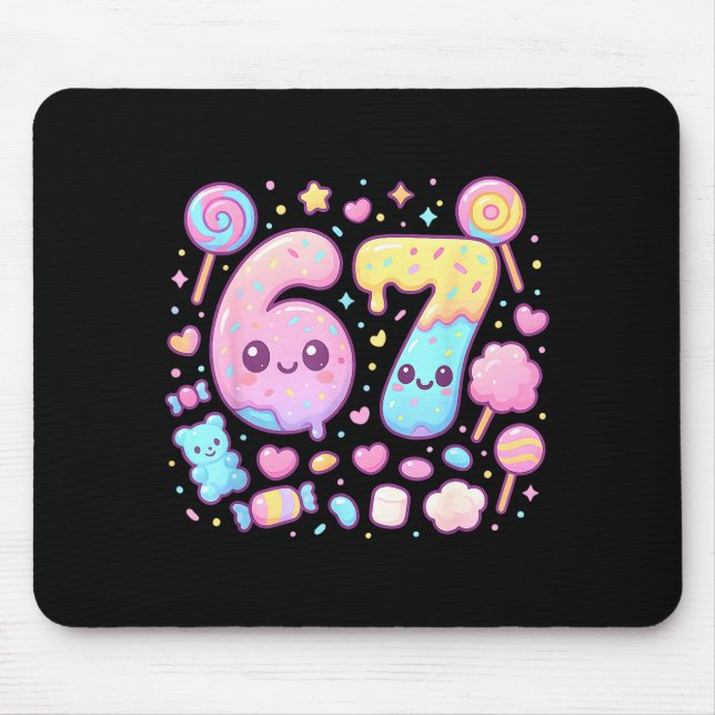 Tapis De Souris Funny 67 Six Seven Candy 6 7 Meme Gen Alpha Kawaii (Devant)