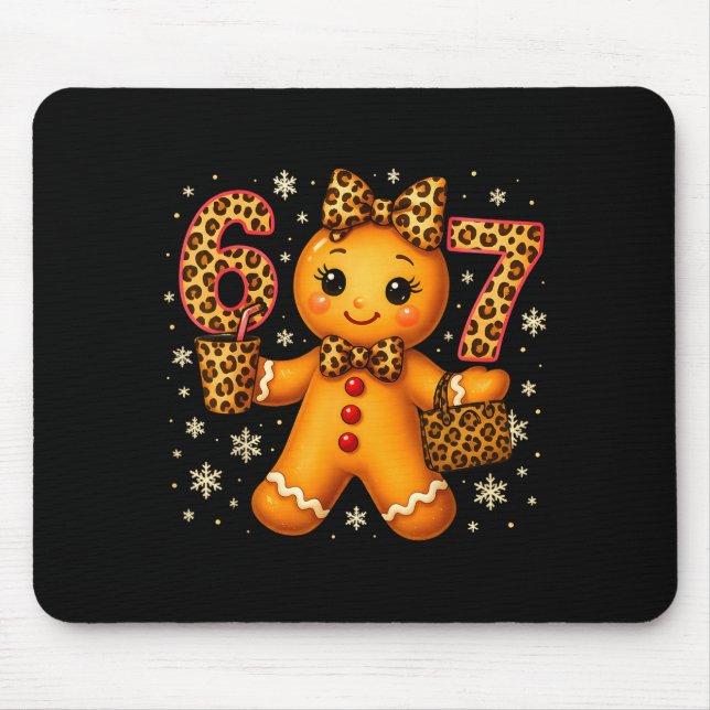 Tapis De Souris Funny 6 7 Christmas Leopard Bow Gingerbread Girls  (Devant)