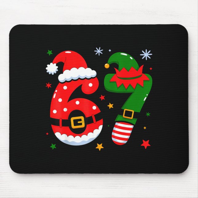 Tapis De Souris Funny 6 7 Six Seven Meme Christmas Santa Elf Coupl (Devant)