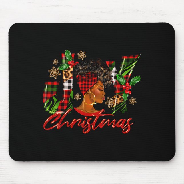 Tapis De Souris Funny African American Joy Christmas Black Woman A (Devant)