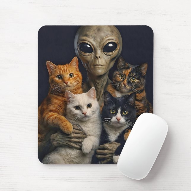 Tapis De Souris Funny Alien with Cats Renaissance Art (Avec souris)