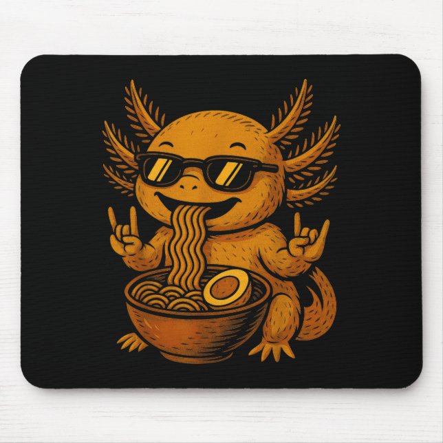 Tapis De Souris Funny Anime Kawaii Axolotl Mangeant Ramen Graphiqu (Devant)