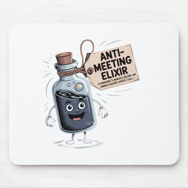 Tapis De Souris Funny Anti-Meeting Elixir | Retro Cartoon Office H (Devant)