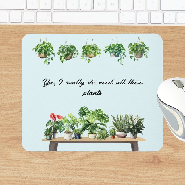 Tapis De Souris Funny Aquarelle Plante Lover Houseplant (Créateur téléchargé)
