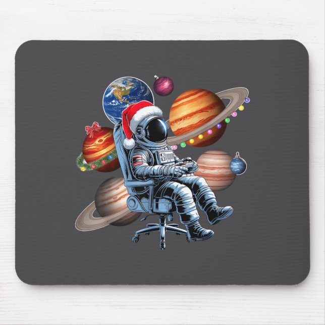 Tapis De Souris Funny Astronaut Christmas Space Lights Santa Hat P (Devant)