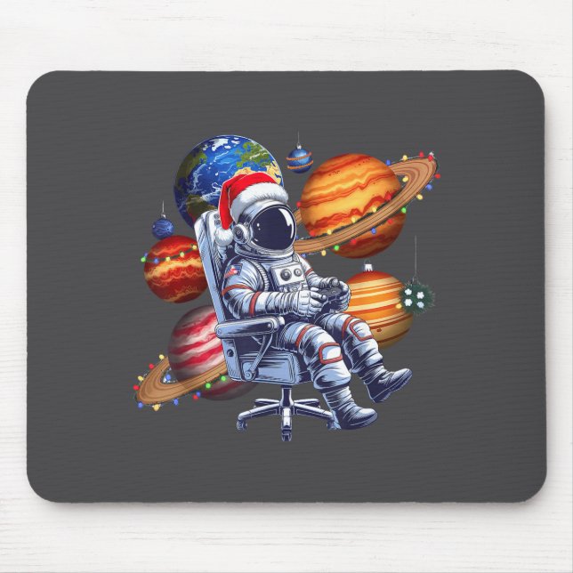 Tapis De Souris Funny Astronaut Christmas Space Lights Santa Hat P (Devant)