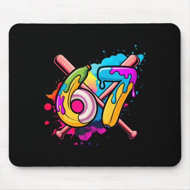 Tapis De Souris Funny Banana Baseball 67 Ice Cream Drip Meme  (Devant)