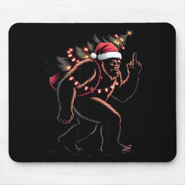 Tapis De Souris Funny Bigfoot Middle Finger Christmas Sasquatch An (Devant)