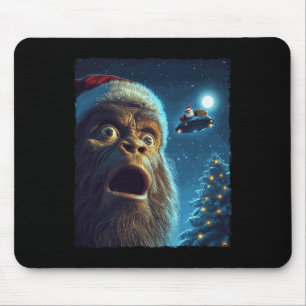Tapis De Souris Funny Bigfoot Sasquatch Selfie Père Noël Ufo Xmas