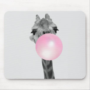 Tapis De Souris Funny Black and White Giraffe avec Bubble Gum