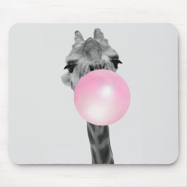 Tapis De Souris Funny Black and White Giraffe avec Bubble Gum (Devant)