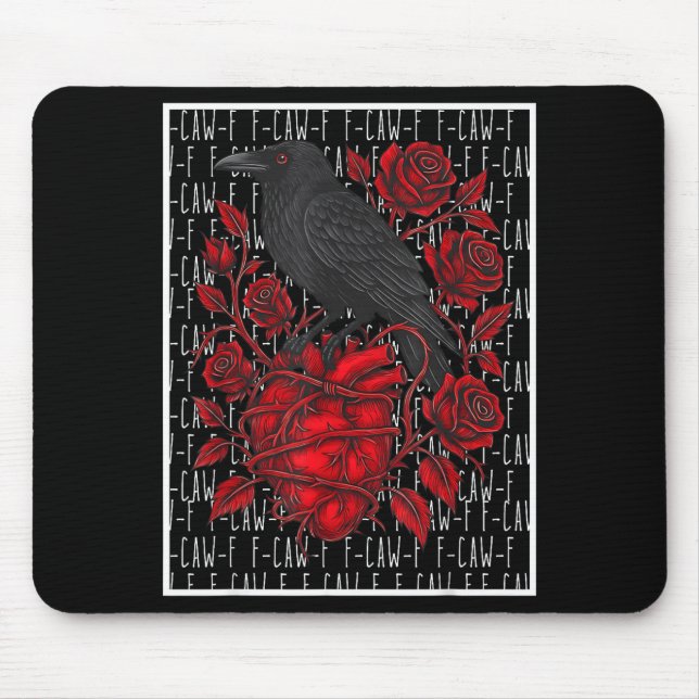 Tapis De Souris Funny Black Bird F-caw-f Anti Valentines Day Singl (Devant)