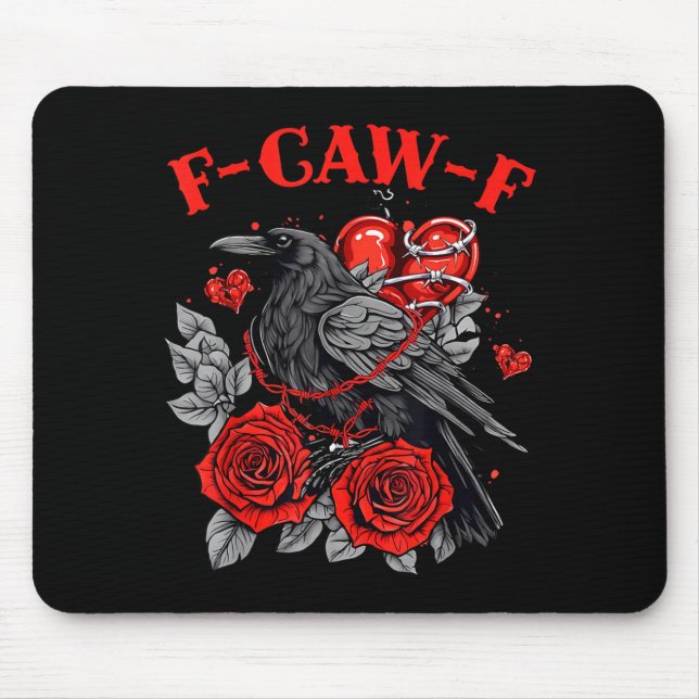 Tapis De Souris Funny Black Bird F-caw-f Anti Valentines Day Singl (Devant)