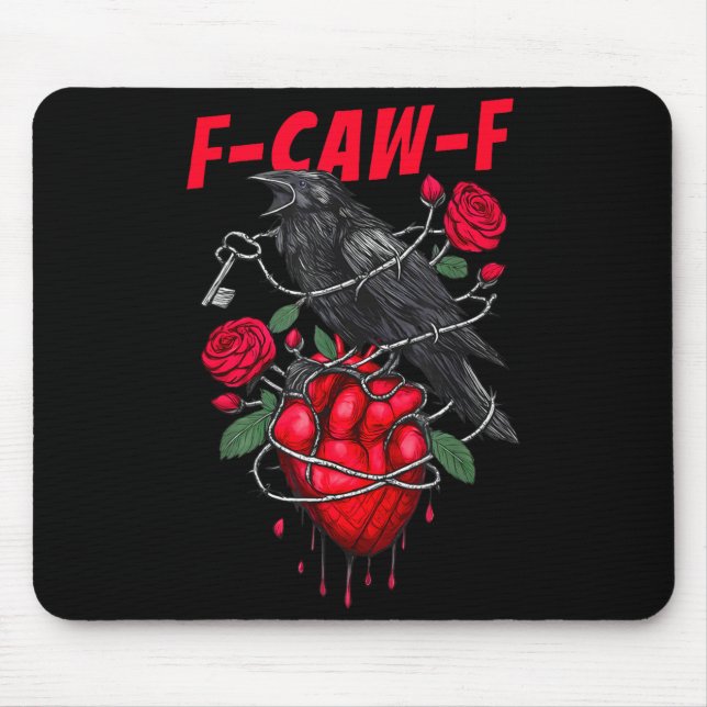 Tapis De Souris Funny Black Bird F-caw-f Anti Valentines Day Singl (Devant)