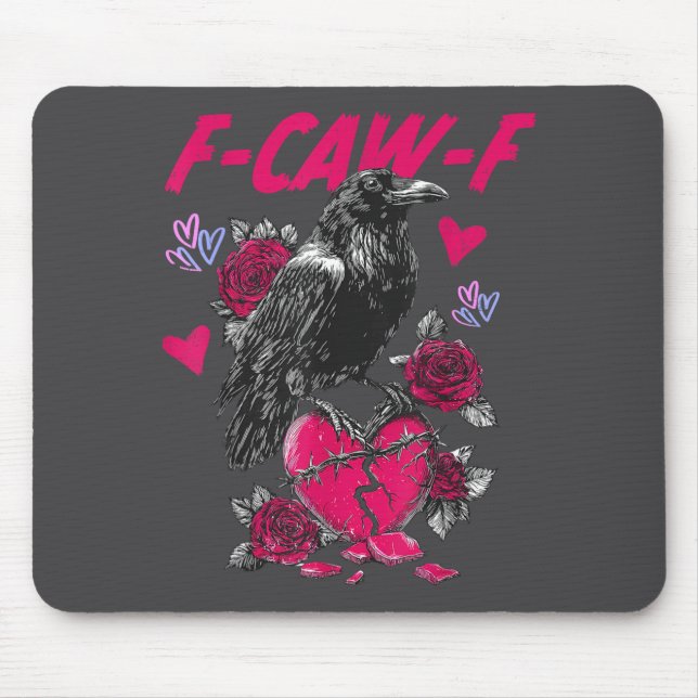 Tapis De Souris Funny Black Bird F-caw-f Anti Valentines Day Singl (Devant)
