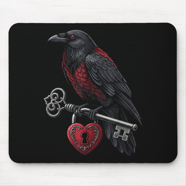 Tapis De Souris Funny Black Crow Black Bird Funny Crow Valentines  (Devant)