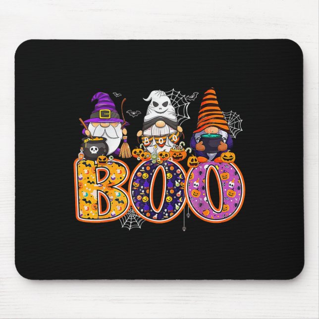 Tapis De Souris Funny Boo Witch Sipders Pumpkins Happy Halloween G (Devant)