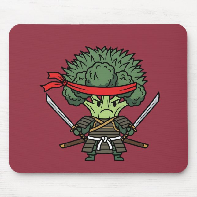 Tapis De Souris Funny Broccoli Samurai Warrior Japanese Art Illust (Devant)