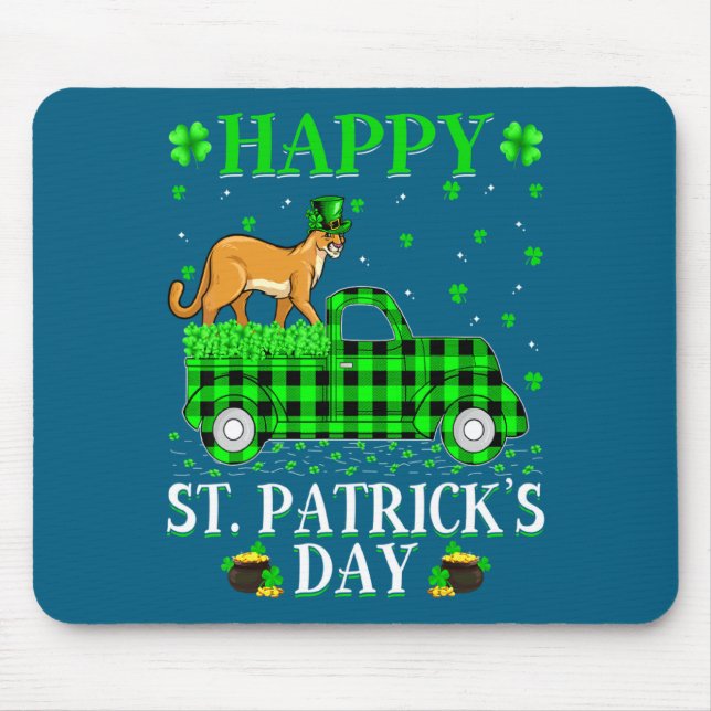 Tapis De Souris Funny Buffalo Plaid Green Truck Cougar St Patrick  (Devant)