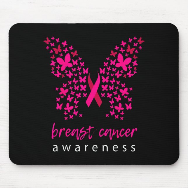 Tapis De Souris Funny Butterfly Breast Cancer Awareness Ribbon  (Devant)