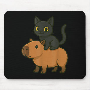 Tapis De Souris Funny Capybara Black Chat Amoureux des animaux Mam