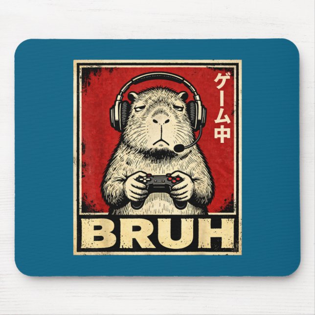 Tapis De Souris Funny Capybara Gamer Bruh Graphic Tee Men Boys Tee (Devant)