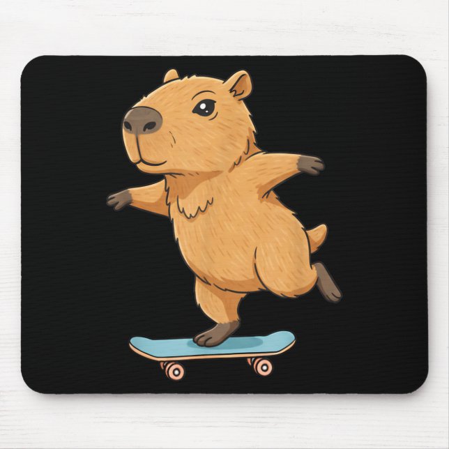 Tapis De Souris Funny Capybara Skater Skateboard Ballerina Zoo Boy (Devant)