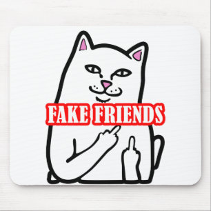 Tapis De Souris Funny Cat Middle Finger Fake Friends