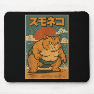 Tapis De Souris Funny Cat Sumo Wrestler japonais Art Anime Ukiyo-e