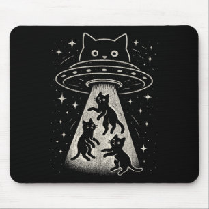 Tapis De Souris Funny Chat Ufo Cute Kitty Espace Alien Aes