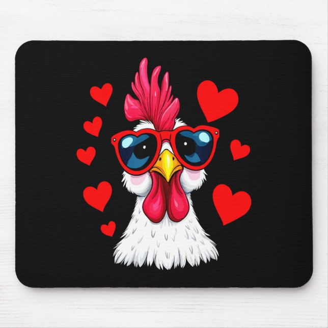 Tapis De Souris Funny Chicken Valentines Day Heart Chicken Couple  (Devant)