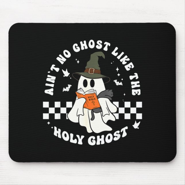 Tapis De Souris Funny Christian Ghost With Bible Retro Catholic Cu (Devant)