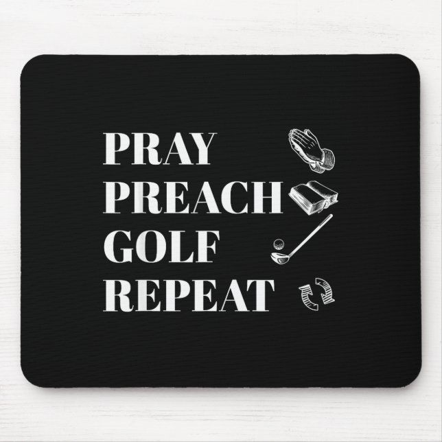 Tapis De Souris Funny Christian Pray Preach Golf Repeat Pastor Min (Devant)