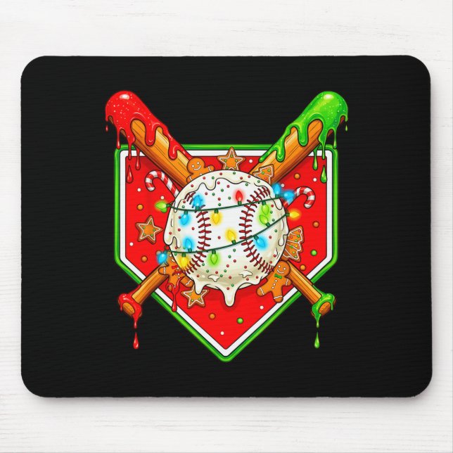 Tapis De Souris Funny Christmas Baseball Ice Cream Drip Men Women  (Devant)