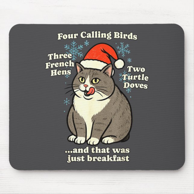 Tapis De Souris Funny Christmas Cat Meme Caroling Holiday Santa Ha (Devant)