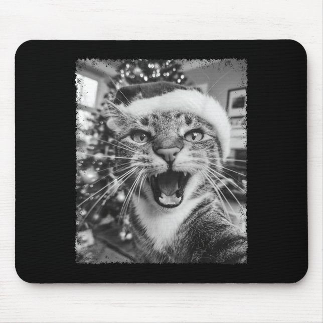 Tapis De Souris Funny Christmas Cat Selfie  (Devant)