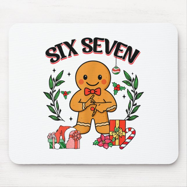 Tapis De Souris Funny Christmas Gingerbread 67 Six Seven Meme Hand (Devant)