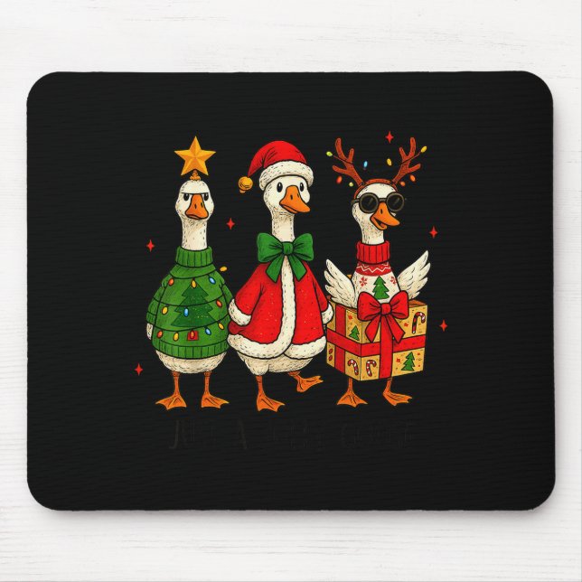 Tapis De Souris Funny Christmas Goose Jolly Geese Santa Reindeer X (Devant)