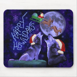 Tapis De Souris Funny Christmas Wolf Pun Happy Howlidays Humour