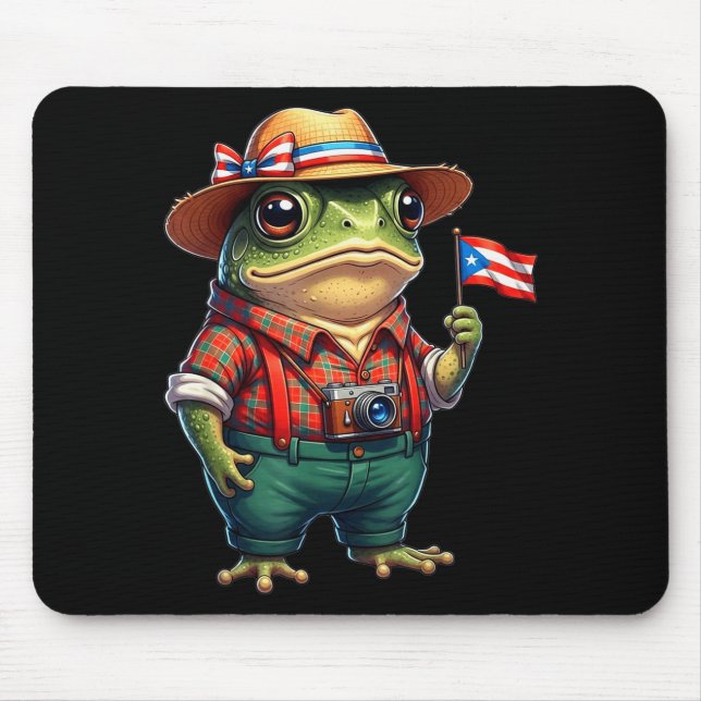 Tapis De Souris Funny Coqui Frog Puerto Rico Flag Taino Boricua Hi (Devant)