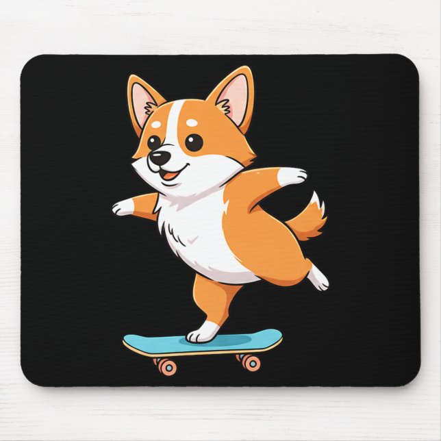 Tapis De Souris Funny Corgi Skater Skateboard Ballerina Mom Dad Ki (Devant)