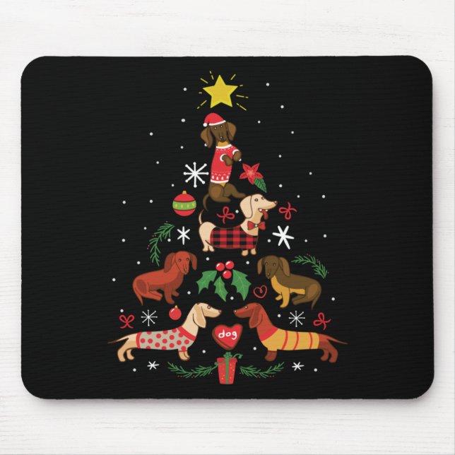 Tapis De Souris Funny Dachshund sapin de Noël (Devant)