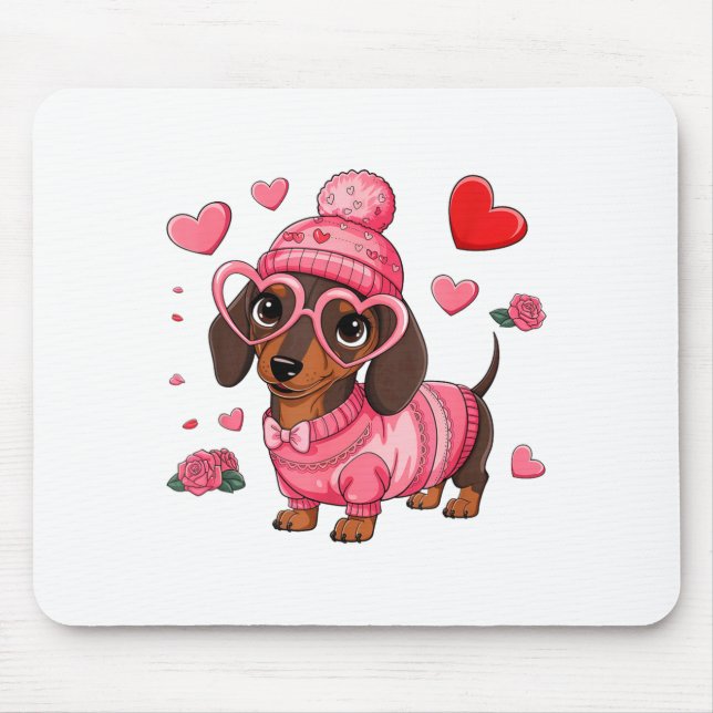 Tapis De Souris Funny Dog Dachshund Valentines Heart Dog Lover Men (Devant)
